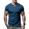 Temu Cross-border bestseller 2025 Summer New Men's Casual T-shirt with V-neck, fashionable and slimming short-sleeved top, trendy Application Scenario